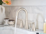 Moen Mikah Double Handle Widespread Bathroom Faucet, Spot Resist Brushed Nickel