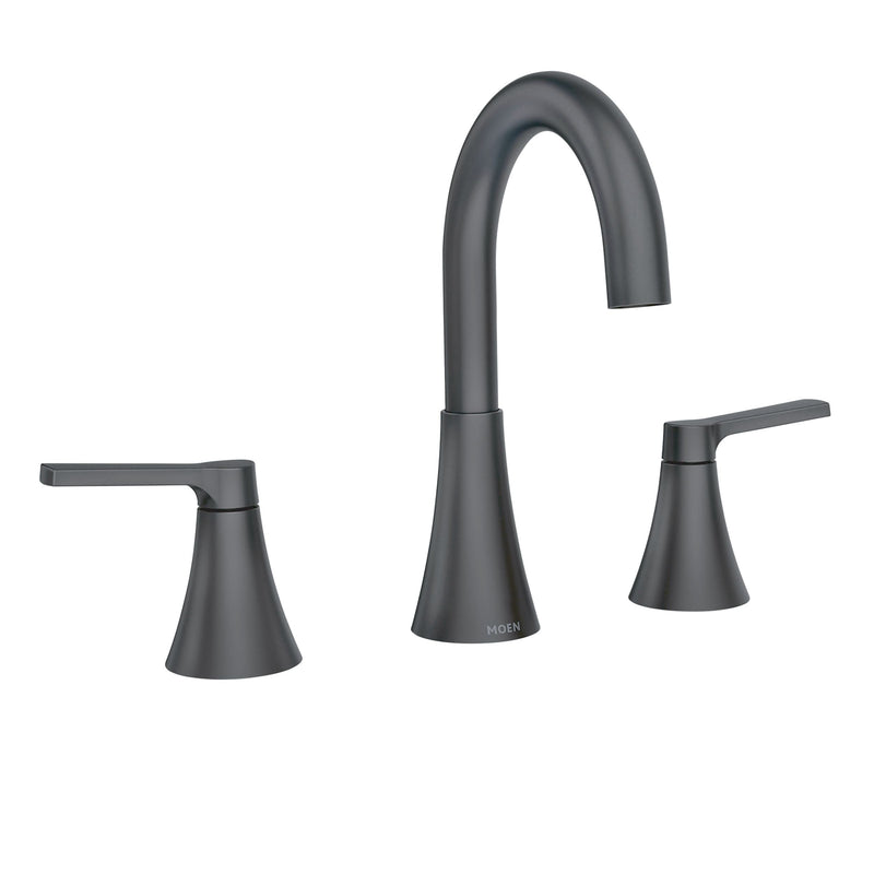 Moen Mikah Double Handle Widspread Bathroom Faucet, Matte Black V3