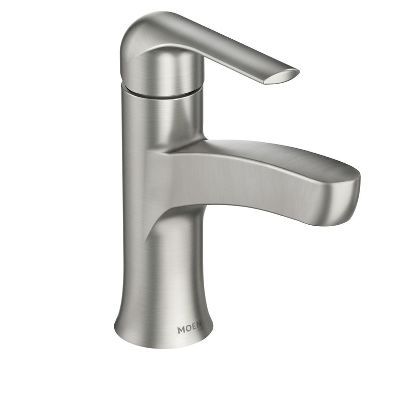Moen Tilson Single-Handle Brushed Nickel Bathroom Lavatory/Bathroom Sink Faucet with Spot Resist H2