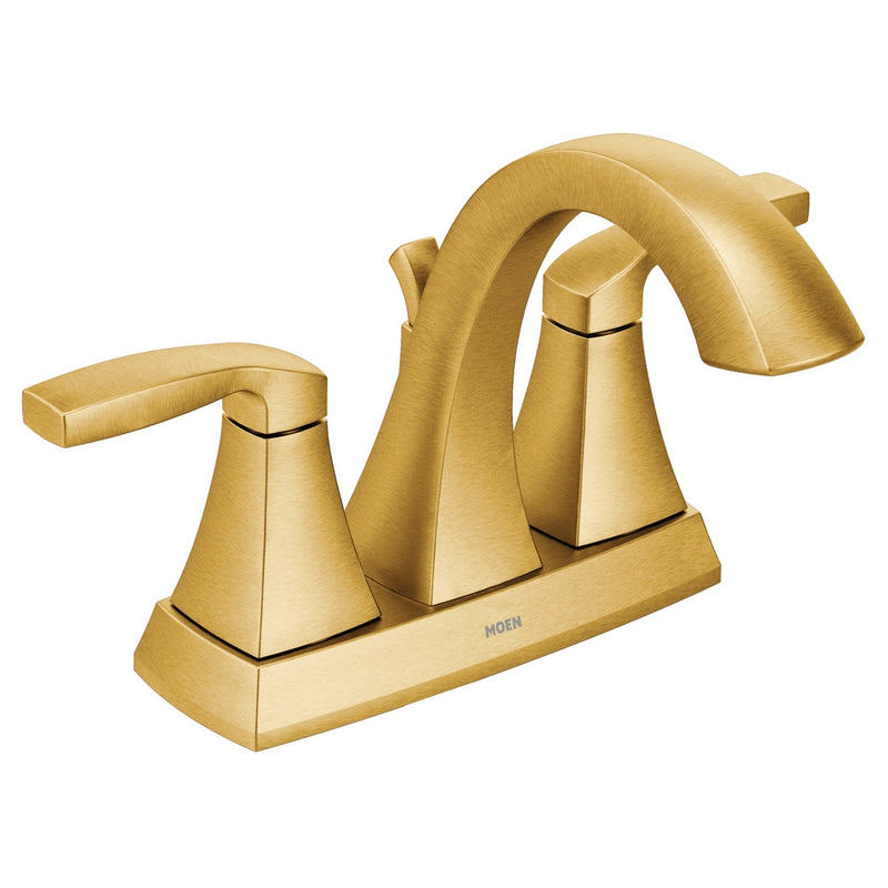 Moen Voss Double Handle 4-in Centerset Bathroom Sink Faucet, WaterSense Certified, Brushed Gold R2
