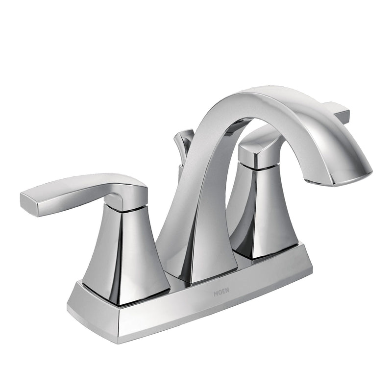 Moen Voss Double Handle High Arc 4-in Centerset Bathroom Sink Faucet, Chrome A2