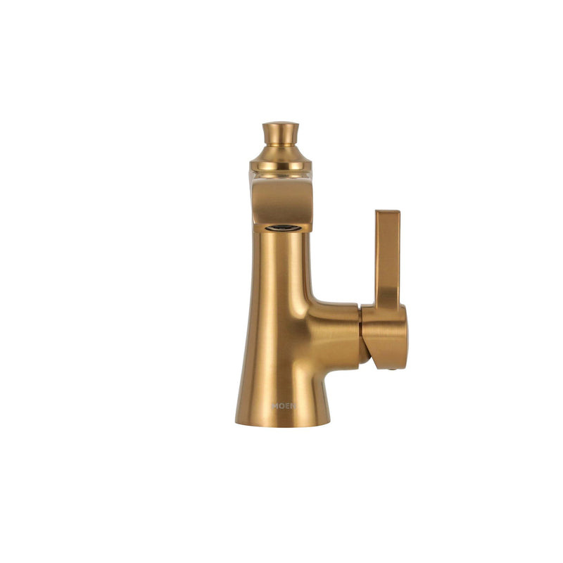 Moen Voss Single Handle High Arc Bathroom Sink Faucet, Brushed Gold G0