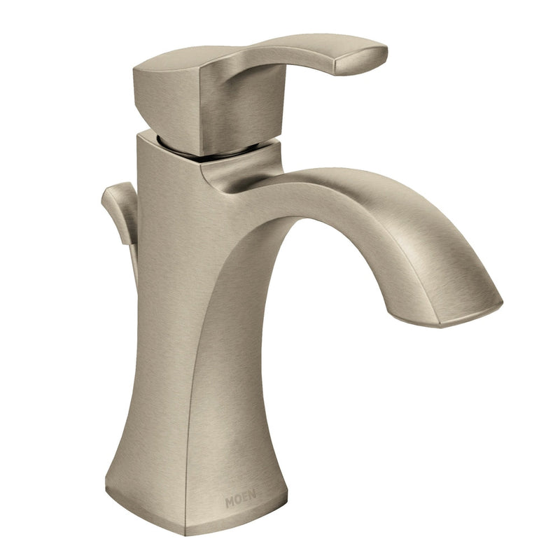 Moen Voss Single Handle High Arc Single Hole Bathroom Sink Faucet, Brushed Nickel J6