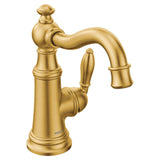 Moen Weymouth Single Handle Single Hole Bathroom Sink Faucet, WaterSense Certified, Brushed Gold