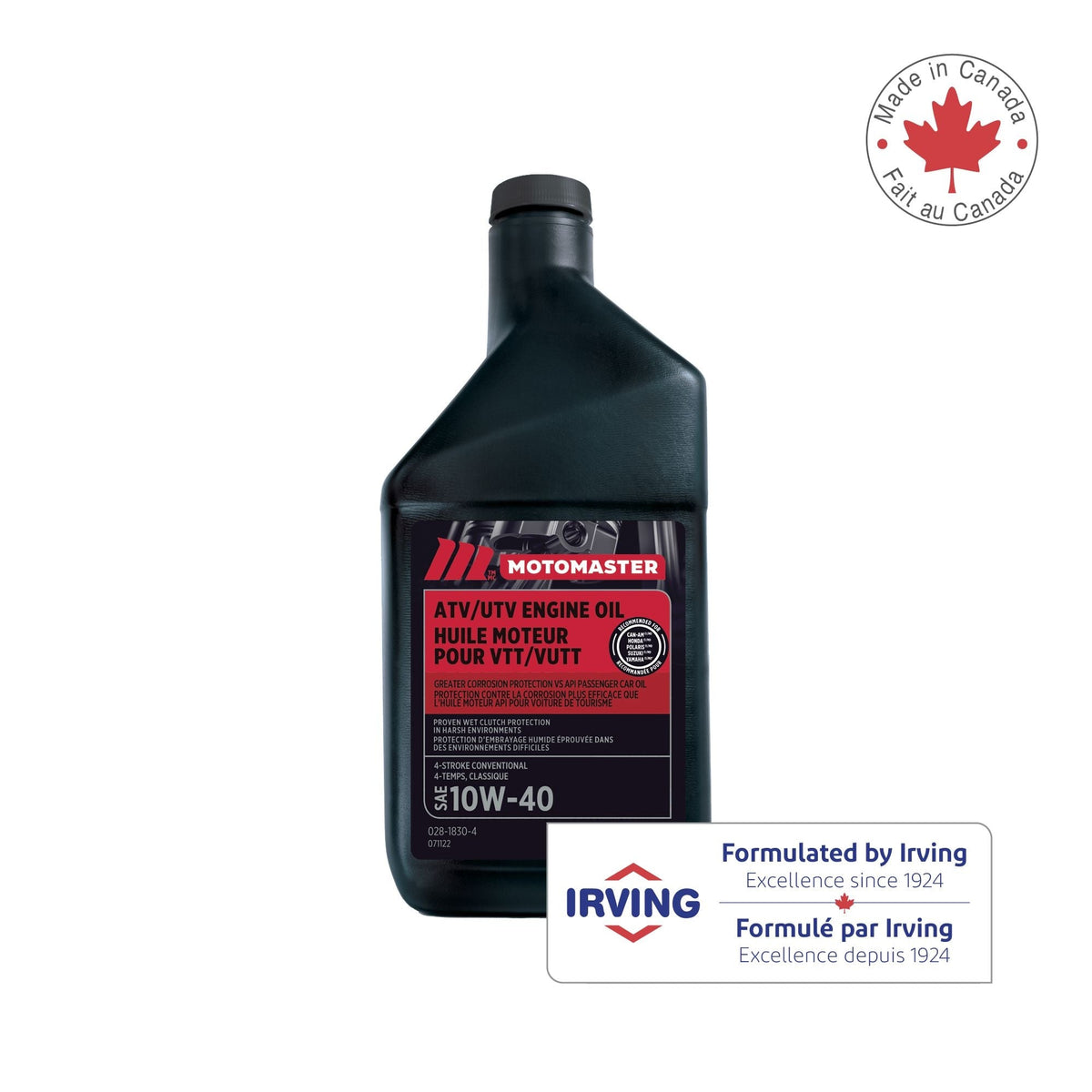 MotoMaster 4-Stroke Premium ATV/UTV Engine Oil 10W40, 946-mL