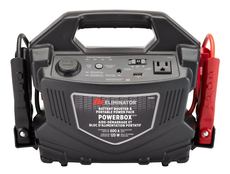 MotoMaster Eliminator PowerBox Portable Power Pack & Battery Booster/Jump Starter, 600 Peak Amps, 120W Y7