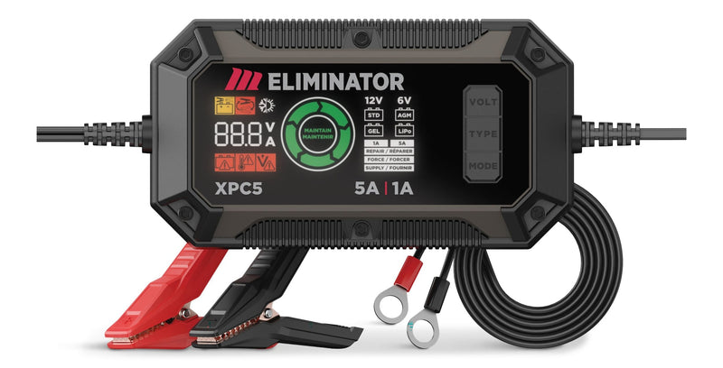 MotoMaster Eliminator Precision Series XPC5 Smart Battery Charger/Maintainer/Desulphator, 5/1-Amp, 6V/12V N6