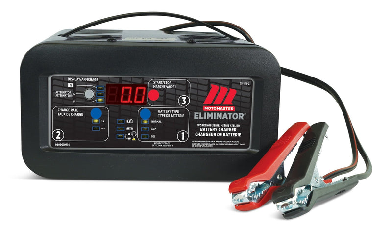 MotoMaster Eliminator Workshop Series Smart Battery Charger, Fully Automatic, 15/3-Amp, 6V/12V, L3