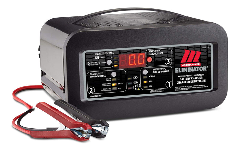 MotoMaster Eliminator Workshop Series Smart Battery Charger, Fully Automatic, 30/12/6-Amp, 6V/12V, with 80-Amp Engine Start E4