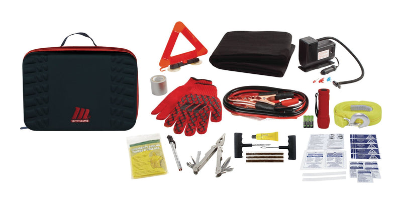 MotoMaster Premium Auto Safety Kit with Booster Cables, Air Compressor and Tow Strap A7