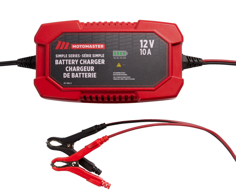 MotoMaster Simple Series Smart Battery Charger/Maintainer, Fully Automatic, 10-Amp, 12V W5