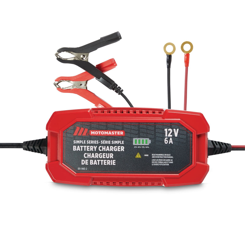 MotoMaster Simple Series Smart Battery Charger/Maintainer, Fully Automatic, 6-Amp, 12V G0