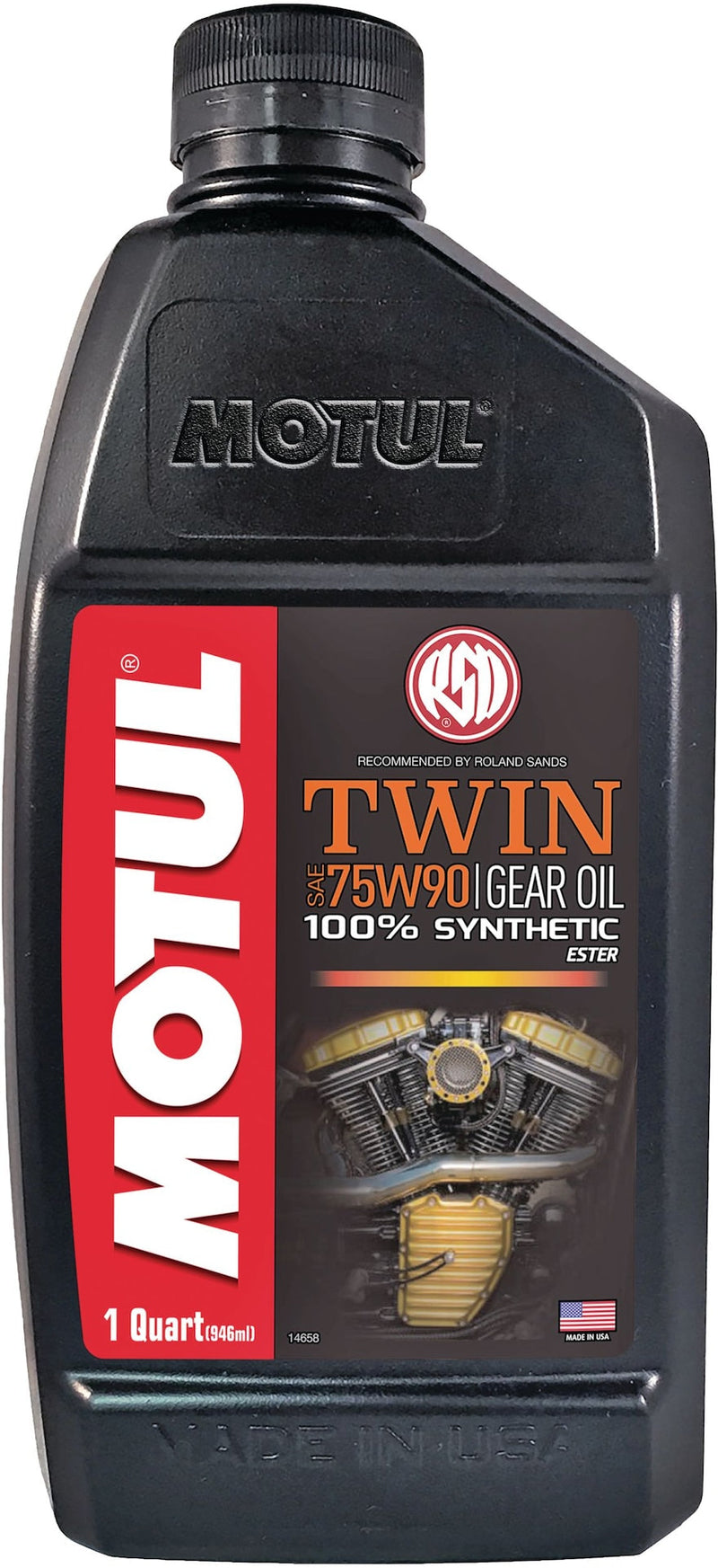 Motul Twin Synthetic Gear Motorcycle Oil 75W90, 946-mL J7
