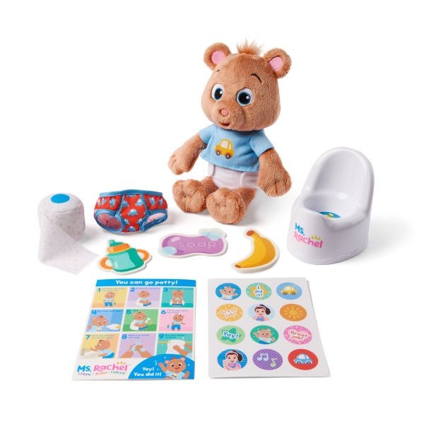 Ms. Rachel Potty Time with Bean 11-in Plush Teddy Bear with Play Toilet & Accessories, Ages 18 Months to 3+ I2