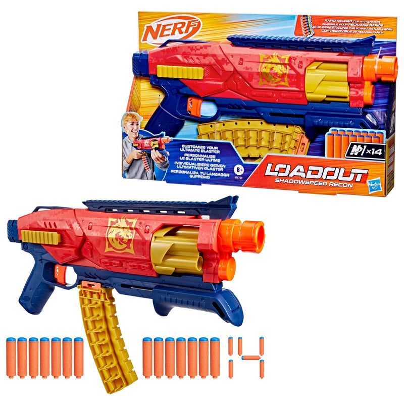 NERF Loadout Shadowspeed Recon Dart Blaster with Dart Storage Attachment and 14 N1 Darts C0
