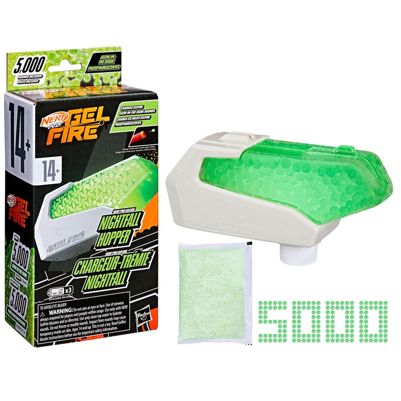 Nerf Pro Gelfire Glow In The Dark Nightfall Hopper with 5000 Gelfire Rounds S5