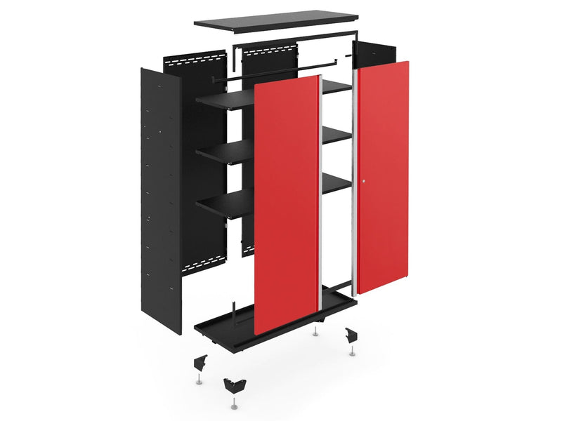 NewAge Bold Series 24-Gauge Steel RTA Storage Locker with 3 Shelves, Black/Red, 30-in L0
