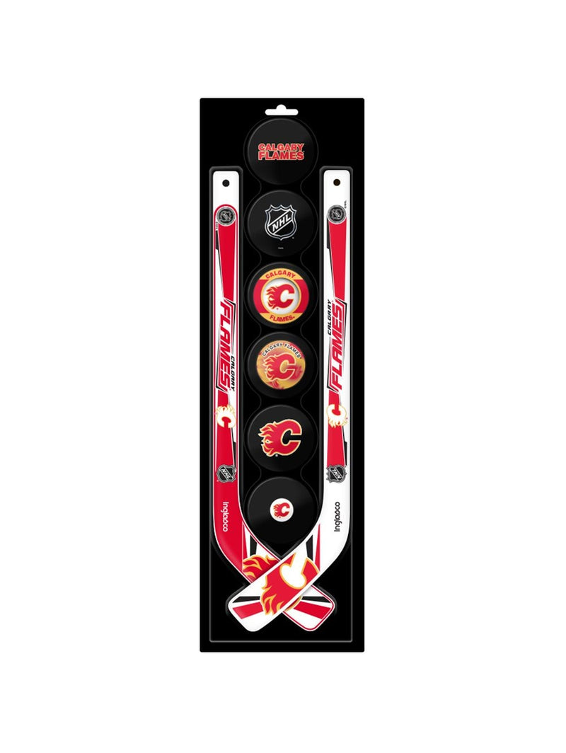 NHL Calgary Flames Mini Hockey Pucks & Sticks Set, 8-pcs T7