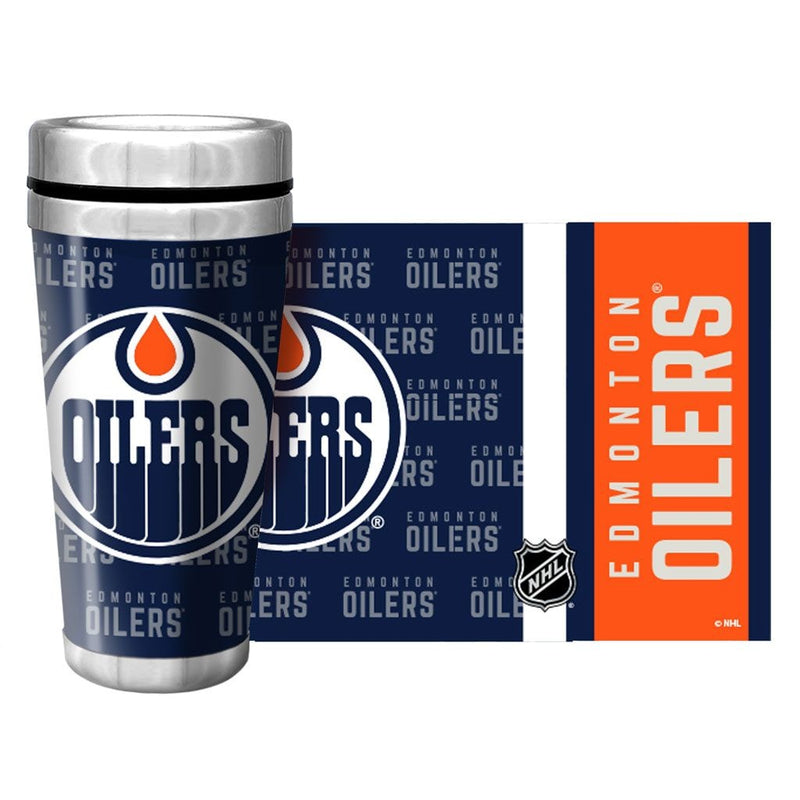 NHL Edmonton Oilers Full Wrap Wallpaper Travel Mug, 14-oz V1