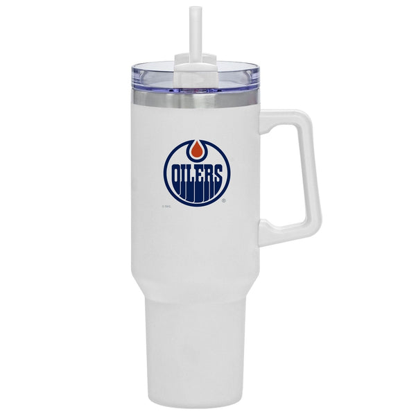 NHL Edmonton Oilers Travel Mug with Straw and Handle, 40-oz Z8