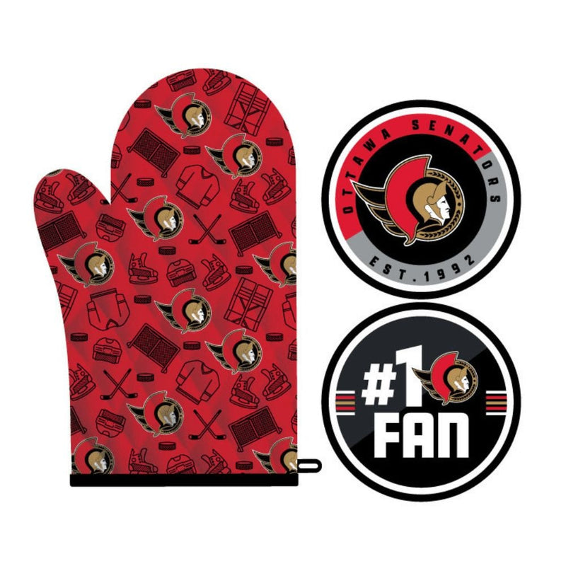 NHL Ottawa Senators Kitchen Oven Mitt Pot Holder Set, 2-pc N2
