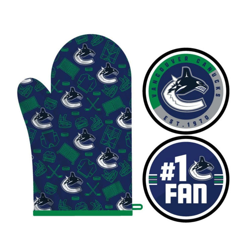 NHL Vancouver Canucks Kitchen Oven Mitt Pot Holder Set, 2-pc D3