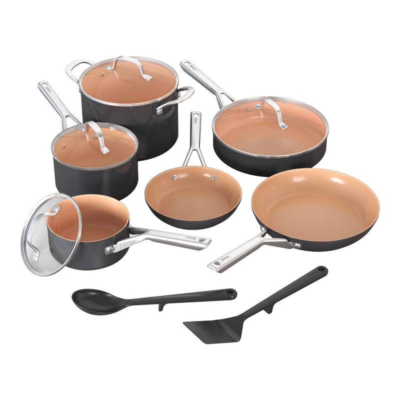 Ninja Extended Life Essential Ceramic Cookware Set, 12-pc, Dark Grey Z3