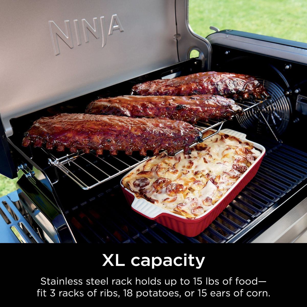 Ninja FlexFlame Upgrades Expandable Stainless Steel Roast & Smoke Rack