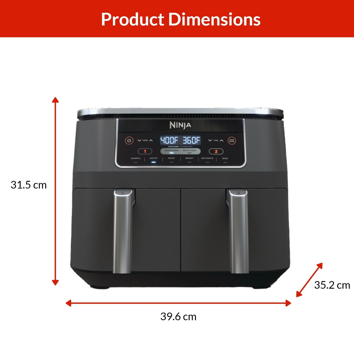Ninja Foodi 2-Basket Air Fryer with 6 Cooking Functions, 8 Qt