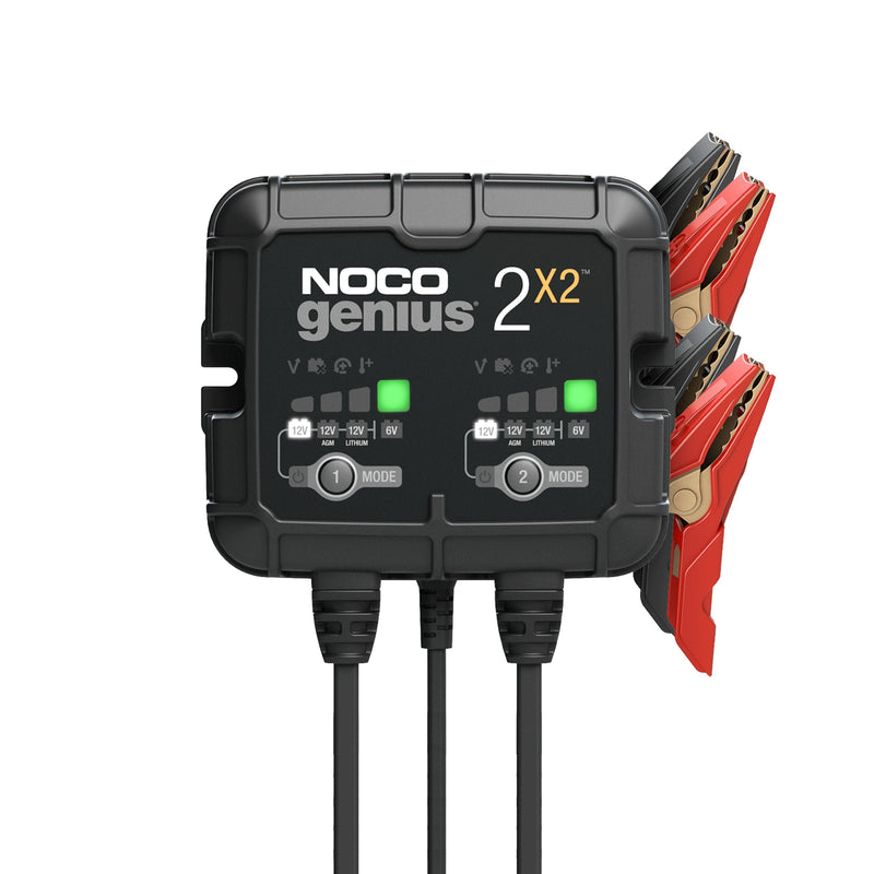 NOCO GENIUS2X2 Smart Battery Charger/Maintainer/Desulfator, 2-Bank, 4-Amp, 6V/12V B2