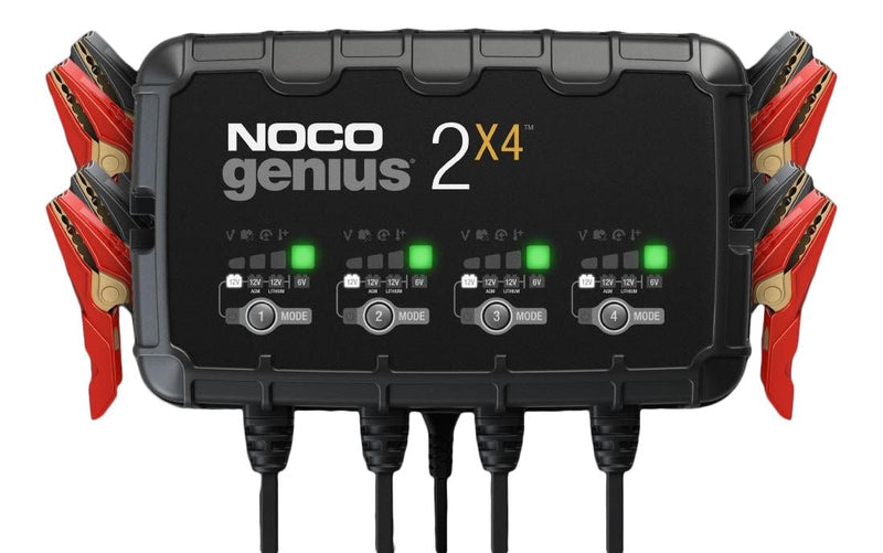 NOCO GENIUS2X4 Smart Battery Charger/Maintainer/Desulfator, 4-Bank, 8-Amp, 6V/12V M5