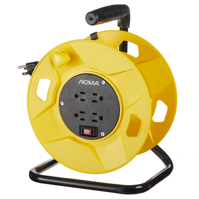 NOMA 100-ft Extension Cord Storage Reel with 4 Grounded Outlets and Circuit Breaker Q1