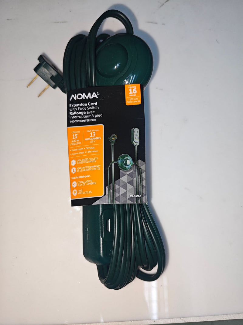 NOMA 14-ft 7-in 16/2 Indoor Extension Cord, ON/OFF Foot Switch, Green E6