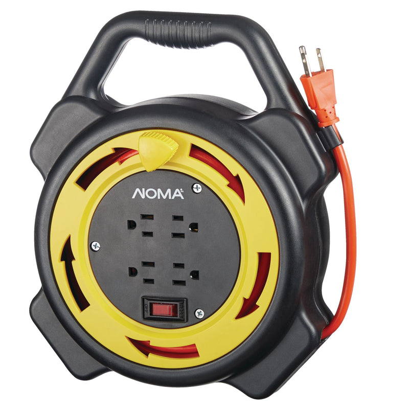 NOMA 25-ft 16/3 Extension Cord with Storage Reel, 4 Grounded Outlets and Circuit Breaker H6