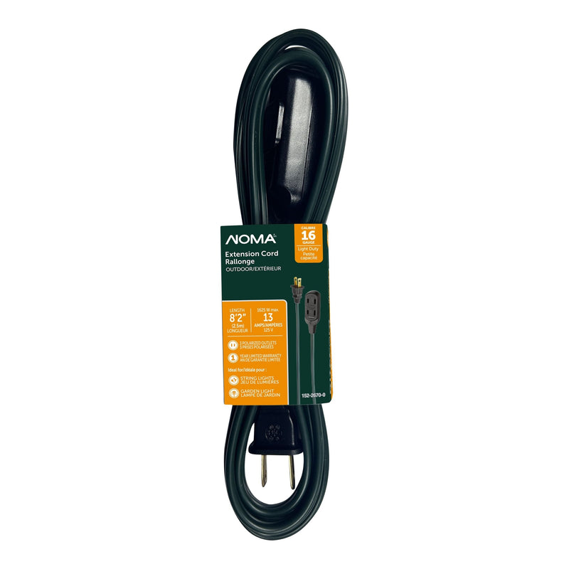 NOMA 2.5-m 13A 3-Outlet Light-Duty 16-Gauge Green Outdoor Extension Cord Q0