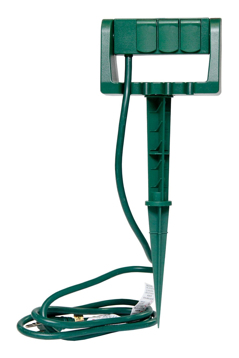 NOMA 3-Outlet Outdoor Power Stake with 6-ft Cord, Green Q4