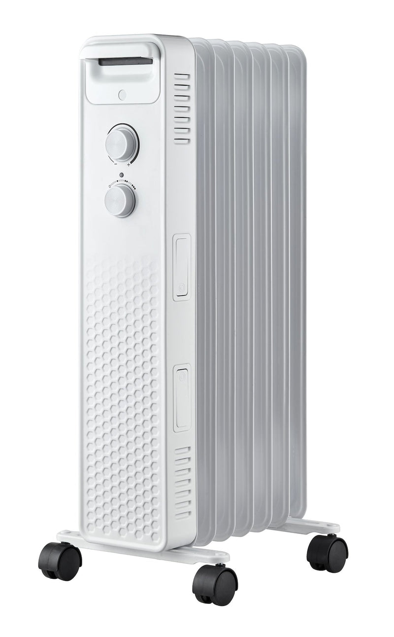 NOMA 3-Setting Mechanical Oil Filled Heater with Adjustable Thermostat, Castors & Handle, 1500W, White N8