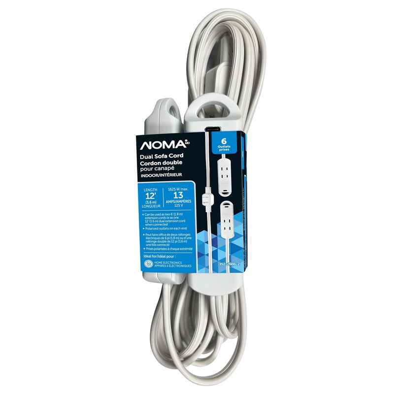 NOMA 6-ft 13A 6-Outlet/1-USB-C White Indoor Twin Extension Cord Z3
