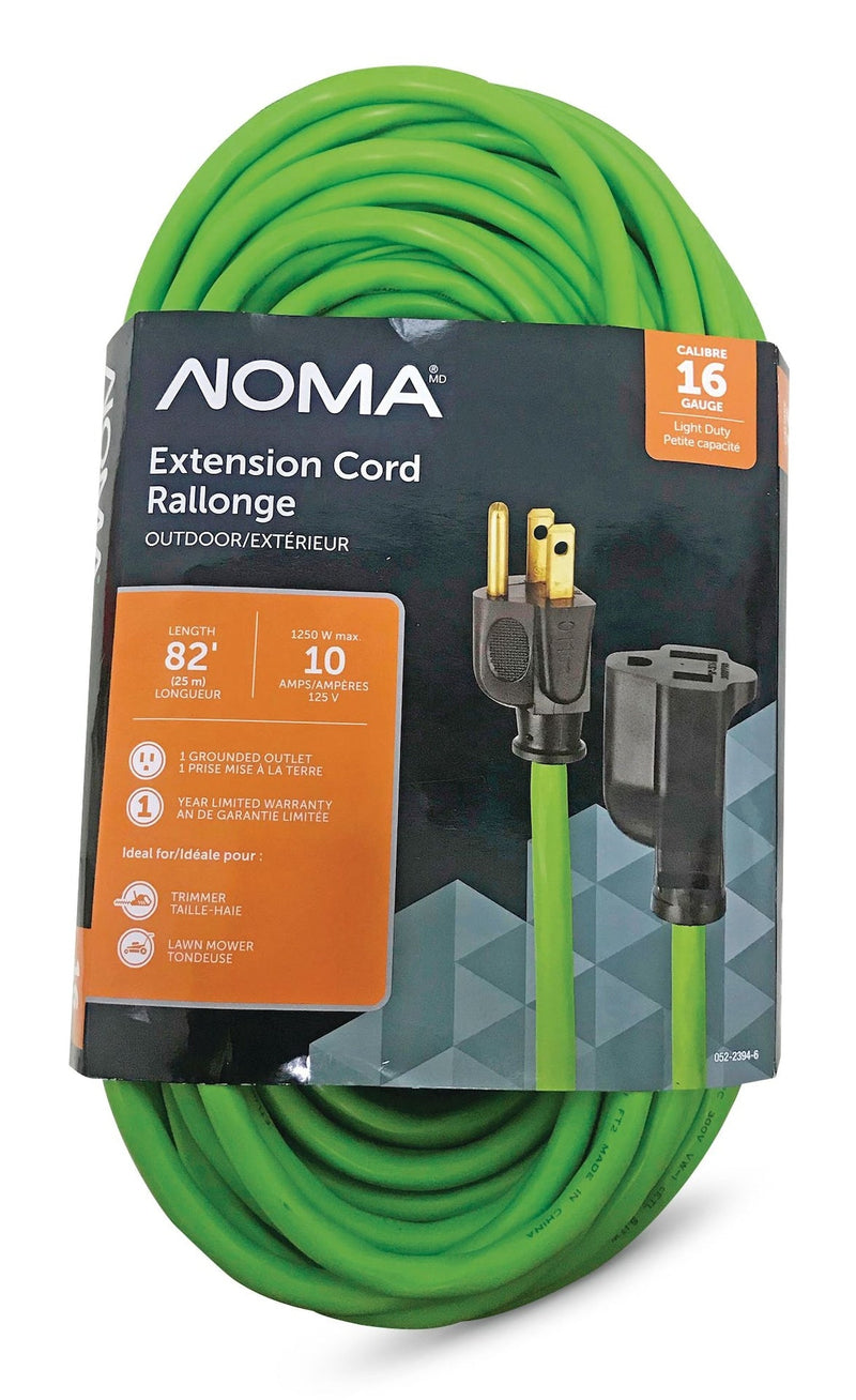 NOMA 82-ft 16/3 Outdoor Extension Cord with Grounded Outlet, Lime Green L9