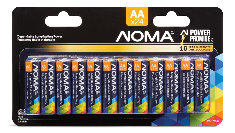 NOMA AA Alkaline Batteries, Long Lasting, All Purpose, 24-pk R8