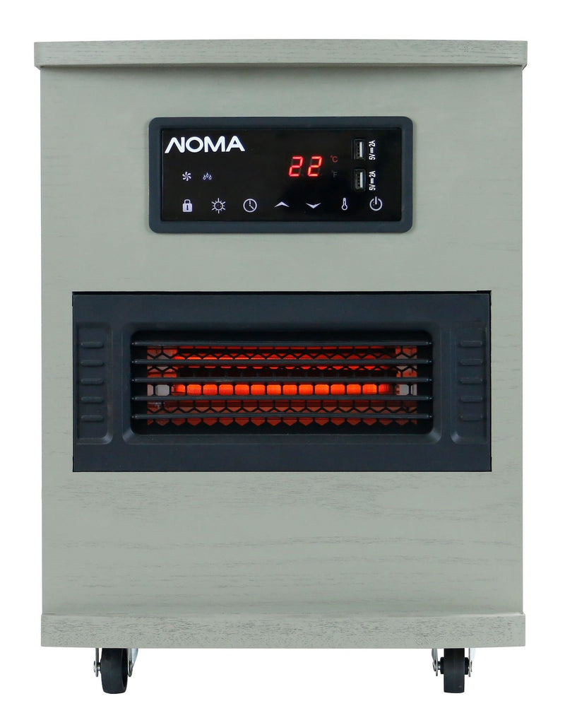 NOMA Ashwood Infrared Wood Cabinet Heater with Remote Control and Thermostat, Grey G9