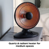 NOMA Oscillating Parabolic Dish Portable Radiant Electric Space Heater, 1000W, Black
