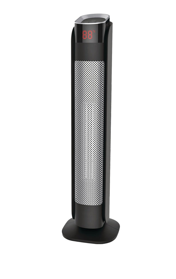 NOMA Oscillating Tower Ceramic Heater withRemote Control & Thermostat, 1500W, Black, 24-in C4