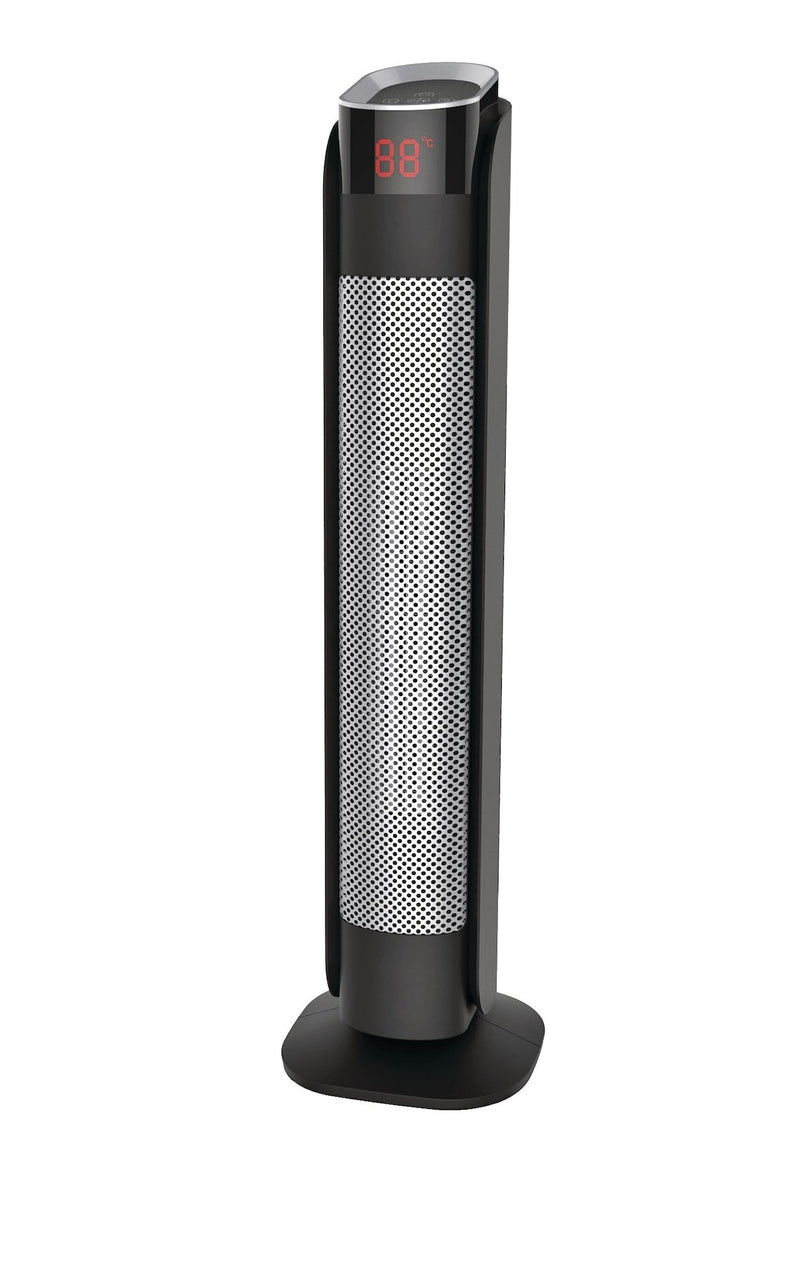 NOMA Oscillating Tower Ceramic Heater withRemote Control & Thermostat, 1500W, Black, 24-in C4