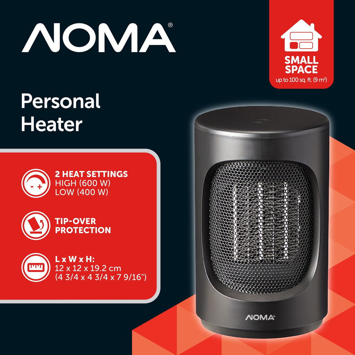 NOMA Personal Heater, 600 W, Black