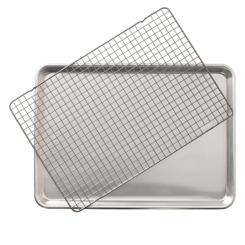 Nordic Ware Naturals Aluminum Half-Sheet with Oven-Safe Nonstick Grid, 2-pc E2
