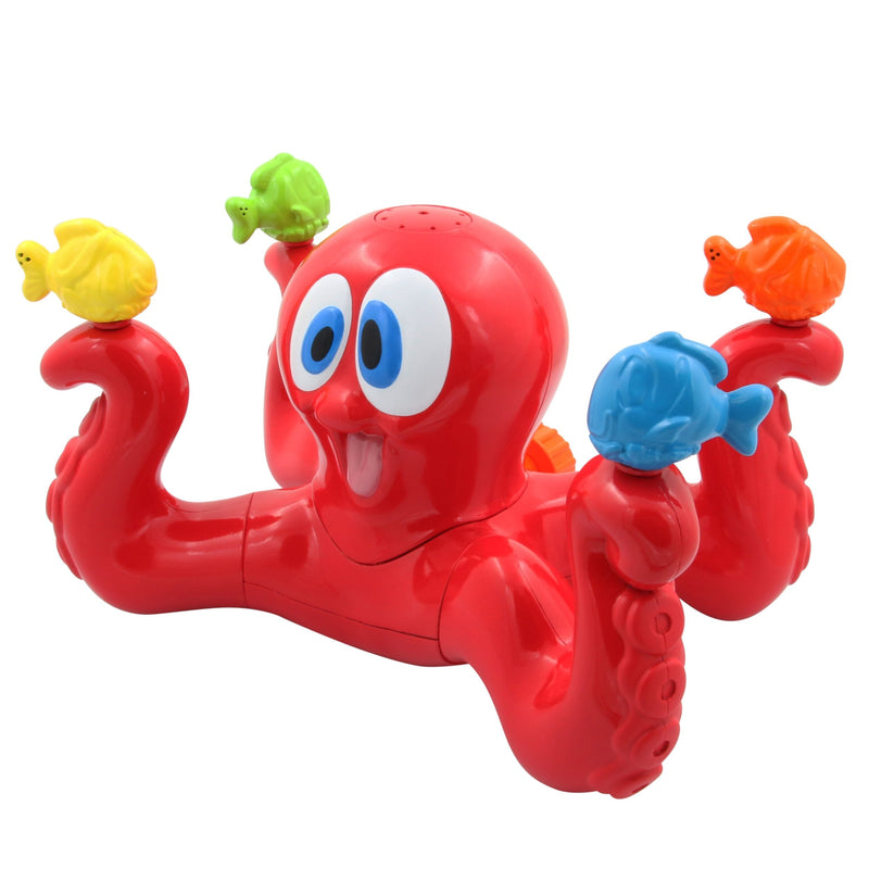 Octopus Spinning Sea Splash Water Sprinkler, Red, 5.5-in, Ages 3+, for Beach/Pool Fun Activities Q1