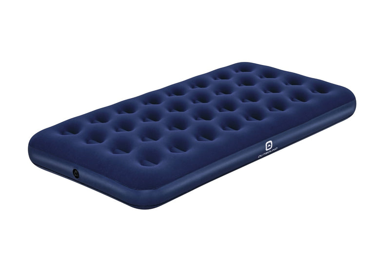 Outbound Flocked Top Twin Single-High Inflatable Air Mattress/Airbed with Repair Kit, Blue O2