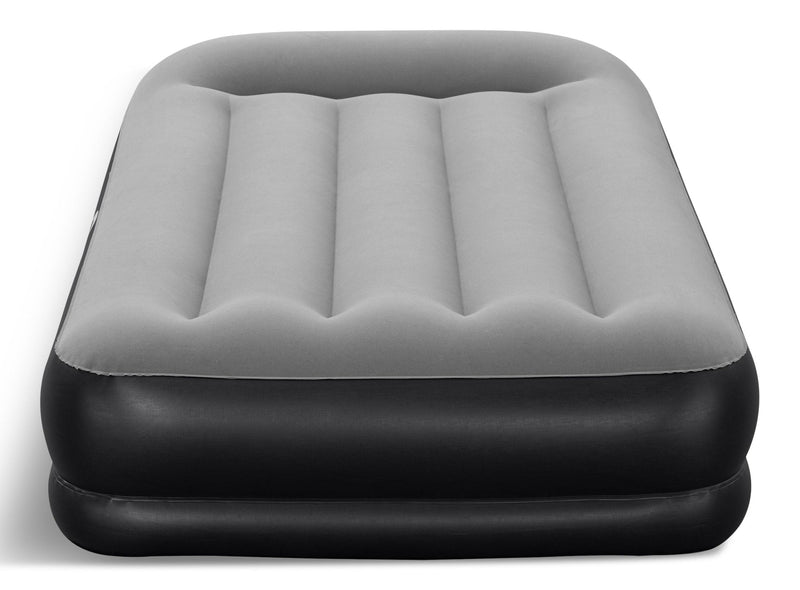 Outbound Tritech Double High Flocked Airbed, Twin, Grey, 75x38x14-in Z9
