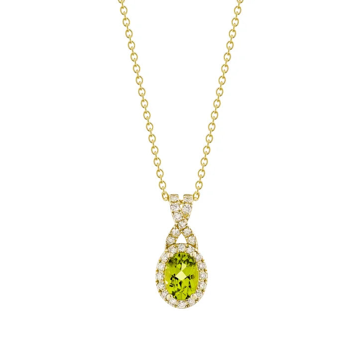 Oval Cut Peridot and Diamond Pendant (0.19 ctw) L5
